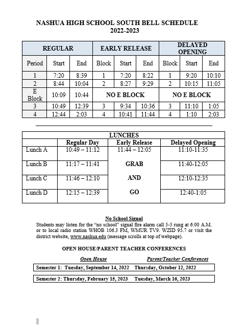 Bell Schedule Overview